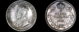 1918 Canada 5 Cent World Silver Coin - Canada - George V - £7.23 GBP
