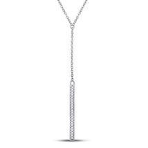 10kt White Gold Womens Round Diamond Single Row Vertical Bar Necklace 1/10 Cttw - $258.00
