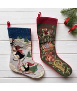 2 Vintage Cross Stitch Christmas Holiday Stockings Penguins Elf CandyCan... - $55.54 CAD