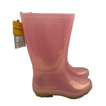 Cat &amp; Jack Pink Rubber Rain Boots Tall Waterproof Girls Youth Size 2 - £12.06 GBP