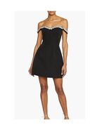 Monique Lhuillier Blaire Embellished Off the Shoulder Minidress, Black 8... - €232,17 EUR