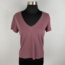 Madewell Womens Small S Muted Purple Short Sleeve Solid Color V-Neck Top - £11.96 GBP