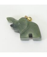 Vintage Elephant Pendant Jade Green Good Luck Trunk Up Hand Carved 1&quot; L ... - $11.75