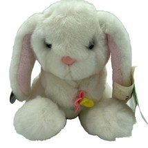 Westcliff Collection Vintage Plush White Bunny Rabbit Holding Felt Flowe... - $24.16