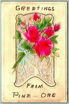 HTL Floral Rose Greetings From Pine Oregon OR Roses Micah UNP DB Postcard I9 - £31.11 GBP