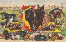 13696.Decor Poster print.Room Wall art design.Farm Animals.Cow.Horse chicken pig - £12.94 GBP+
