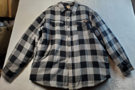 Dickies Jacket Mens Large White Black Check 100% Cotton Long Sleeve Button Front - £23.54 GBP