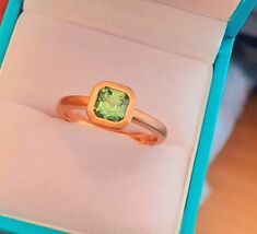 Lush Green Tsavorite in Rose Gold Matte Finish Ring - $750.00