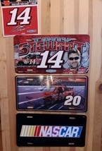 METAL LICENSE PLATE AND DECAL TONY STEWART #14 &amp; Hard Plastic #20 Mixed ... - $28.01