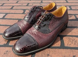 Zelli Italian Handcrated Leather Mens Cap Toe Lace Up Dress Shoes Brown ... - $123.74