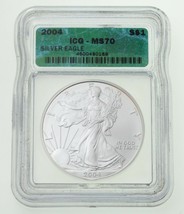 2004 $1 American Silver Eagle Graded by ICG as MS-70! Perfect Strike! - £93.32 GBP