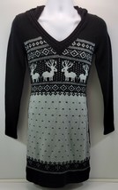 MM) White Mark Couture Collection Women Medium Black Christmas Reindeer ... - $14.84