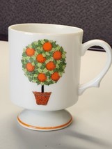 Rossini Orange Tree Topiary Footed Pedestal Coffee Mug Vintage - $6.29