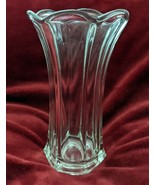 Vintage Heavy 6-Sided 7 1/2” Tall Clear Glass Scalloped Vase - $4.95