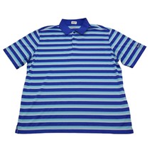 Nike Golf Polo Shirt Men XL Extra Blue Striped Casual Dri Fit Golfer Stretch Cam - £14.54 GBP