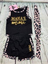 3PCS Leopard Outfit Mamas Mini Crop Tank Top Shirt Shorts Headband Summer 2T - £19.31 GBP
