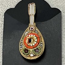 Vintage Mandolin Micro Mosaic Gold Tone Pin Brooch Italian - $22.00