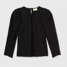 NWT Women&#39;s Universal Thread Black L/S Puff Sleeve Blouse Top Sz Medium - $16.82
