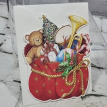 Carols Rose Garden Christmas Card Santa&#39;s Bag Of Gifts Carol Wilson Die-Cut - $11.88