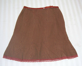 NWT Worthington Brown Checked Skirt with Velvet Ribbon Belt Misses Size 10 - $19.79