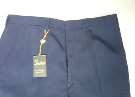 Pantalone Trousers uomo Lana Trevira inverno blu 48 gamba larga vintage no pince - £45.83 GBP