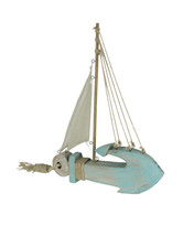 Weathered Finish Wooden Nautical Anchor Sailboat Tabletop Accent Statue - £30.09 GBP