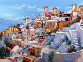 Framed canvas art print giclée Santorini Greece - £13.44 GBP+