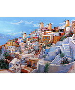 Framed canvas art print giclée Santorini Greece - $23.00 CAD+