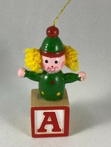 Vintage Wooden Christmas Ornament - Jack in the Box Clown - £6.07 GBP