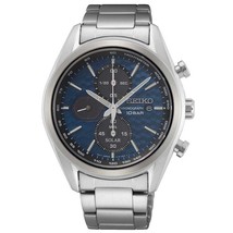 Seiko Chronograph Blue Dial Solar-Powered Men&#39;s Watch SSC801P1 - £191.81 GBP