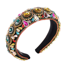 Rhinestone Padded Headband Baroque Crystal Embellished Hairbands Colorful Beaded - $25.47