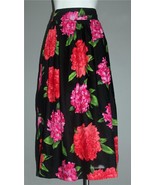 VTG Stephanie Queller Super Bright Big Bold Coral Pink Flowers Black Ski... - $41.01 CAD