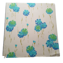 Vintage Wallpaper Sample Sheet Blue Green Flower Pattern Craft Supply Do... - £7.94 GBP