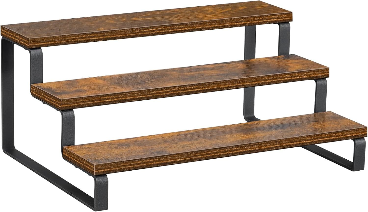 Giikin 3-Tier Spice Rack, 13.8 Inch Wood Step Shelf Countertop, Metal Frame - $35.95