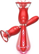 Rose Sex Toys for Women - 3 in1 Vibrator Stimulator with Sucking Cups, 3 Tongue - £25.59 GBP