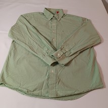 Izod Men's Cotton Green Check Stripe Button-Down Collar Long Sleeve Shirt Size M image 13