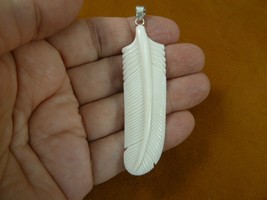 (j-feath-10) White feather wing aceh water buffalo bone carving feathers pendant - £12.32 GBP