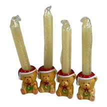 Vintage RUSS BERRIE Christmas Bears Mini Candle Holders Set Of 4 Taper 4... - $28.04