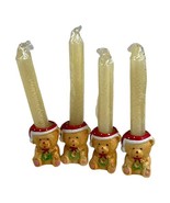 Vintage RUSS BERRIE Christmas Bears Mini Candle Holders Set Of 4 Taper 4... - £22.05 GBP