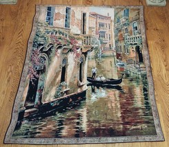 Vintage Venice Italy Gondola Wall Tapestry 51x41 Backing &amp; Weighted for Hanging - £55.94 GBP