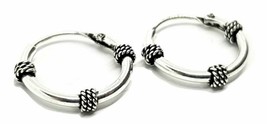 Bali Triple Rope Coil Earrings Hoop 925 Sterling Silver Hinged 12mm Unisex Boxed - £13.57 GBP