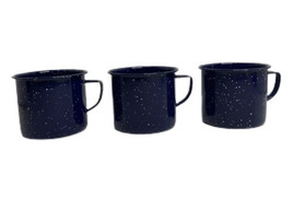 VTG Enamelware Blue Graniteware Coffee Tea Mug Cup Camping Rustic Lot Of 3 - £11.19 GBP