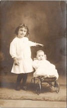 RPPC Victorian Children Harrison Elmer in Lois&#39; Doll Buggy c1908 Postcard U12 - $10.95