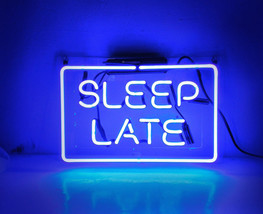 Handmade 'Sleep Late' Banner Beer Bar Pub Decor Neon Light Sign 13"x8" - $69.00