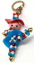 Cowgirl Keychain Dancing Skirt Hat Patriotic Bells Red White Blue Plastic 1980s - £9.07 GBP