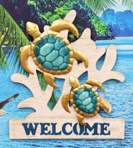 Ebros Aluminum Sea Turtles With Welcome Sign Hanging Wall Decor Plaque 17.5&quot;Tall - £37.95 GBP