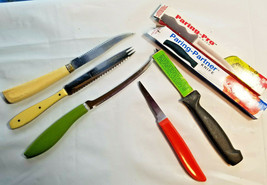 7 Kitchen Paring Cutting Knives Stainless Steal Assorted Sizes &amp; Brands - £38.44 GBP