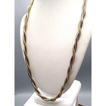 Two Tone Snake Chain Necklace, Vintage Twisted Double Strand in Silver Tone - £36.98 GBP