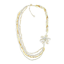 Elegant Mother of Pearl Flower Attention Handmade Necklace - $42.99
