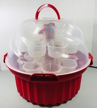 Cupcake Holder Holds 24 Storage Carrier Container Carousel 3 Tier Locking Lid - £15.78 GBP